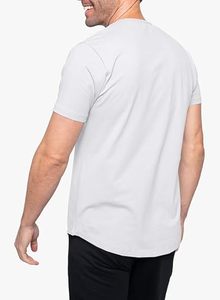 T-shirt en coton blanc pour homme, col en V, manches courtes, coupe ajustée, couleur unie, respirant, jersey tricoté, longueur normale - Product Image 2
