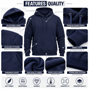 Custom Logo <b>Men</b> 340G Thermal Fleece <b>Lined</b> Oversized Boxy <b>Hoodie</b> Solid Color Winter Warm Pullover Sweatshirt - Product Image 5