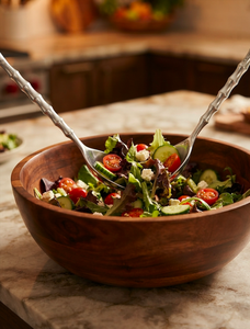 Elegant Silver Finished Stainless Steel Salad server With Geometric Block Handles Perfect For Restaurants Hotel And Resorts - Product Image 4