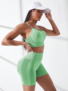 Activewear Summer Casual Breathable 2 Piece Set Women Seamless Strappy Sports Bra Tummy Control <b>Booty</b> Contouring Running Biker - Product Image 5