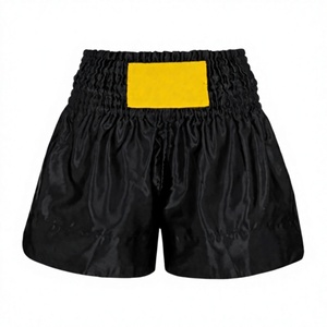 <b>Black</b> Boxing Shorts With Yellow Back Panel Unisex Polyester Adult <b>Combat</b> Sports Wear - Product Image 5