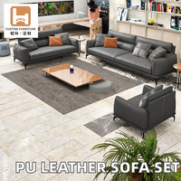 Juego de sofá de cuero PU de diseño moderno contemporáneo para el hogar, oficina, hotel, apartamento, hospital, sala de estar, dormitorio o taller