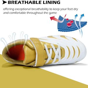 Hot Men's <b>Boots</b> White and Gold Synthetic Football Cleats with Rubber Outsole for Outdoor Sports Sneakers Customised Soccer Shoes - Product Image 6