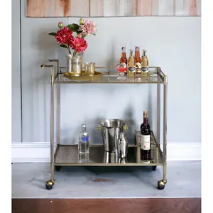 Luxury Handmade Metal Hotel Room Service Trolley with Export Quality Powder Coated Finish Heavy Duty Lockable Wheels Spacious - Product Image 1
