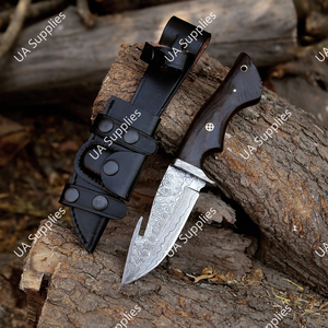 มีดล่าสัตว์เหล็กดามัสกัส ด้ามไม้แอฟริกันสีเข้ม คุณภาพสูง ขายดี OEM/ODM รับประกัน 1 ปี - Product Image 6