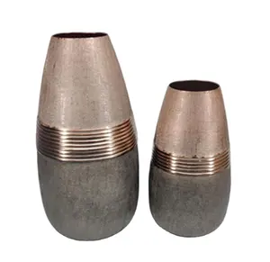 Jarrón de suelo de cobre de doble tono de aluminio decorativo Jarrón de forma ovalada de brote martillado blanco Decoración para el hogar Uso de decoración festiva moderna - Product Image 1