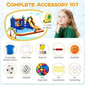 Colorful <b>Inflatable</b> Water Slide Bounce House with Splash Pool and Blower for Multi-Sport <b>Games</b> Water Amusement Facility - Product Image 4