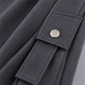 Pantalones Cargo de Pierna Ancha Gris Oscuro para Hombre, Cintura Elástica con Cordón, Bolsillos, Estilo Urbano, Pantalones de Otoño - Product Image 6