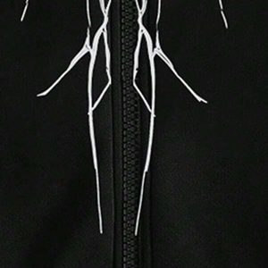Sudadera con capucha y cremallera para hombre, diseño gráfico con estampado de líneas, estilo gótico Y2K, cremallera completa, forro polar grueso. - Product Image 3