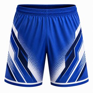 Maillot de football géométrique bleu et blanc pour homme, col en V, manches courtes, évacuation de l'humidité, coupe athlétique toutes saisons - Product Image 3
