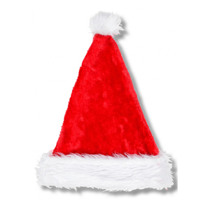 Chapeau de Noël du Père Noël, chapeau de fête du Père Noël en peluche légère avec bordure en fourrure blanche et pompon pour les fêtes - Product Image 5