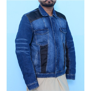 แจ็คเก็ตยีนส์วินเทจผู้ชายรักษ์โลก สกรีนโลโก้ได้ แจ็คเก็ตยีนส์มอเตอร์ไซค์แบบฟอกสำหรับผู้ชาย - Product Image 3