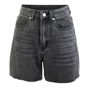 Elegantes shorts vaqueros de mujer personalizados de cintura alta con dobladillo medio, rasgados y desgastados, con botones, estilo vintage, ecológicos, impermeables, formales de verano. - Product Image 3
