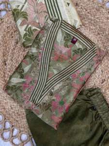 Conjunto de Kurta de Seda Zarna Cosido a Mano para Fiestas con Forro de Algodón - Product Image 2