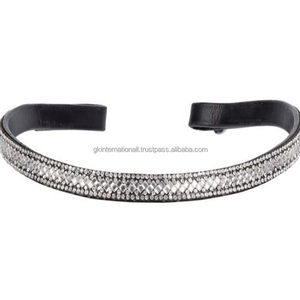 Banda para cejas de cuero ecuestre de caballo, cristales decorativos hechos a medida, banda para cejas de caballo de cuero para brida en tamaños completos de mazorca - Product Image 2