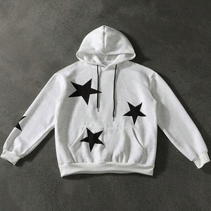 Sudadera con Capucha para Hombre, Diseño de Estrella, Blanco y Negro, Ligera, Moderna, Transpirable, de Alta Calidad, Suave y Cómoda, para Uso Casual - Product Image 1