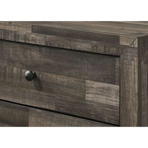Comodino Rustico in Legno con Due Cassetti, 1 Pezzo, Finitura Marrone Grigio, Arredamento Camera da Letto - Product Image 4
