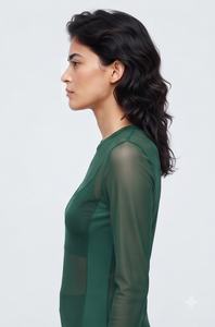 T-shirt à manches longues en maille transparente pour femme, col rond, coupe ajustée, sportif, respirant, séchage rapide, tee-shirt en maille transparente pour femme - Product Image 5