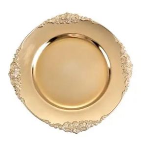 Round Gold Paper Charger <b>Plate</b> Solid Glam Design <b>Disposable</b> Party Dishes & <b>Plates</b> - Product Image 2