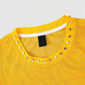 T-shirts en maille personnalisés pour hommes, maille respirante Birdseye en polyester, surdimensionnés, streetwear hip-hop, vêtements de sport en gros - Product Image 3