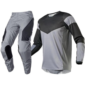 Ensemble de combinaison de motocross respirant et confortable à manches courtes en polyester avec logo personnalisé, pantalon de moto noir - Product Image 4