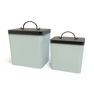 Contenants de stockage alimentaire rectangulaires avec couvercles métalliques hermétiques, design minimaliste pour la conservation de la fraîcheur en cuisine - Product Image 1