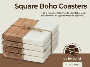 Marblewood Love Brown Coasters Set of 4 Handmade Marble Wood Drink Coasters with Heart Design <b>table</b> Protection for Coffee Tea - Product Image 3