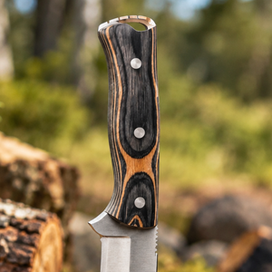 Couteau de chasse artisanal en acier D2 avec manche en bois de rose et étui en cuir, couteau à lame fixe pour le bushcraft, le camping et la survie - Product Image 3
