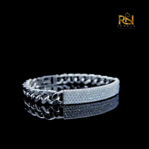 Imperial Pave ID Cuban Link <b>Bracelet</b> Moissanite Diamond 925 Sterling <b>Silver</b> Custom <b>Solid</b> Gold Fine Jewelry - Product Image 4
