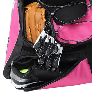 Pink Nylon Gym Backpack With <b>Adjustable</b> <b>Straps</b> Large Capacity Zipper Closure Unisex Casual Style Solid Color - Product Image 6