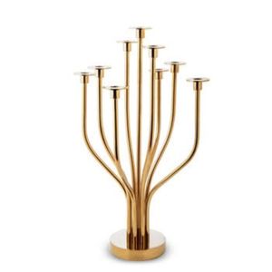 Candelabro de Metal Dorado de Lujo al por Mayor, 10 Brazos, Portavelas de Pilar de Varios Niveles, Centro de Mesa Moderno para Bodas, Decoración para Hoteles y Hogares - Product Image 1