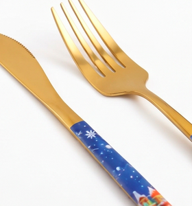 Ensemble de 4 couverts en acier inoxydable, plaqué or, manche design en métal, idéal pour la cuisine, la table, la salle à manger, l'usage domestique - Product Image 2