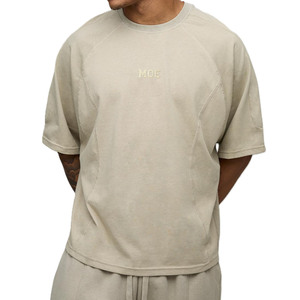 Camiseta de Algodón para Hombre con Costura Raglán, Corte Relajado, Bordado Minimalista, Manga Corta, Estilo Urbano, Marca Privada OEM - Product Image 1