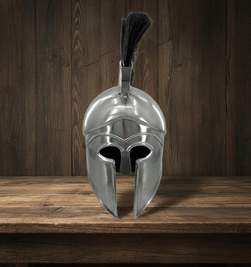 Casque corinthien spartiate en métal avec plume rouge, casque de guerrier antique, objet décoratif historique de collection - Product Image 6
