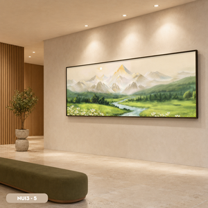 Pintura de Paisaje de Montaña y Bosque de Primera Calidad, Arte de Pared en Seda, Decoración de Arte Hecho a Mano de Lujo, Modelo NUI3-5, OEM ODM Vietnam - Product Image 2