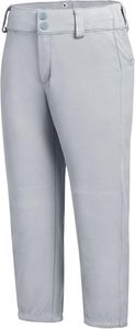 Women Light Gray Moisture Wicking Pants Button Fly Elastic Waist With Pockets Regular Fit All Seasons Solid Color Polyester - Product Image 3