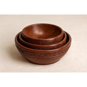 Handcrafted Sheesham <b>Wood</b> Serving Bowl with Brass Inlay | Wholesale Manufacturer - Product Image 2