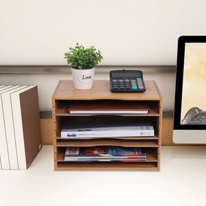 Organizzatore per Documenti e Lettere da Ufficio RT Home con 4 Ripiani Metallici Regolabili e Materiale in Legno - Product Image 2