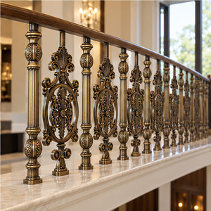 Rampe en bronze élégante à motifs ovales avec balustres à médaillon floral, main courante en métal et balustrade décorative - Product Image 4