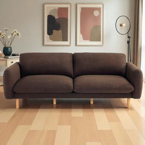 Sofá de Tela Nórdico Moderno al por Mayor con Paneles Laterales de Madera Maciza, Sofá Minimalista para Sala de Estar - Product Image 3