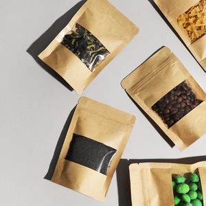 Sac en papier kraft avec fermeture à glissière, fond plat, pochette avec fermeture supérieure, emballage écologique de qualité alimentaire - Product Image 6