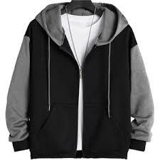 Men’s Two-Tone Full-Zip Hoodie | Black & Heather Grey Color-Block Sweatshirt | Casual Streetwear Jacket - Product Image 2