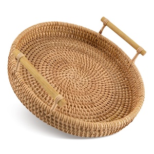 Trusted factory rattan tiramisu cake & dessert <b>trays</b> wholsale catering wood <b>tray</b> for <b>party</b> food display - Product Image 1