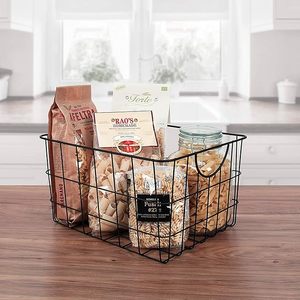 Cesta Multiusos de 15 Pulgadas con Gancho, Solución de Almacenamiento de Alambre de Acero Resistente, Asas Curvas Fáciles de Agarrar, Organización Decorativa - Product Image 6