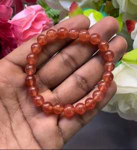 ลูกปัดควอตซ์สีแดงธรรมชาติทรงกลมขนาด 8 มม. ขัดเงาสำหรับทำสร้อยข้อมือ - Product Image 2