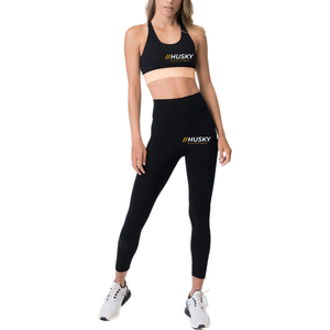 HUSKY Women's Ribbed Sports <b>Bra</b> & Leggings Set <b>Blue</b> Seamless Fitness Wear Breathable Racerback Scoop Neck Medium Support - Product Image 4