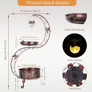 Fabricant fiable : Bain d'oiseaux élégant en fer forgé avec bol raffiné pour la décoration extérieure et l'alimentation des oiseaux au quotidien - Product Image 4