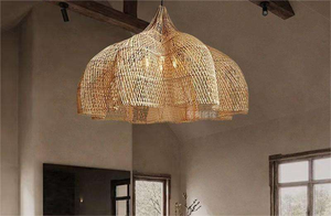 โคมไฟระย้าหวาย LED โคมไฟหวายสำหรับห้องนั่งเล่น - Product Image 3