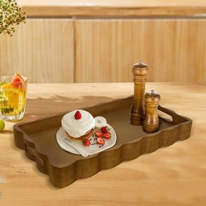 ถาดตกแต่งพร้อมหูจับ ถาดไม้สำหรับเสิร์ฟอาหารเช้าบนเตียง โต๊ะกาแฟ โต๊ะรับประทานอาหาร หรือในครัว เหมาะสำหรับห้องนั่งเล่น - Product Image 1