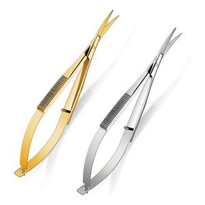 Ciseaux à ressort de qualité supérieure, micro-ciseaux à ressort, revêtement or et argent, lame incurvée et tranchante, acier allemand professionnel - Product Image 1